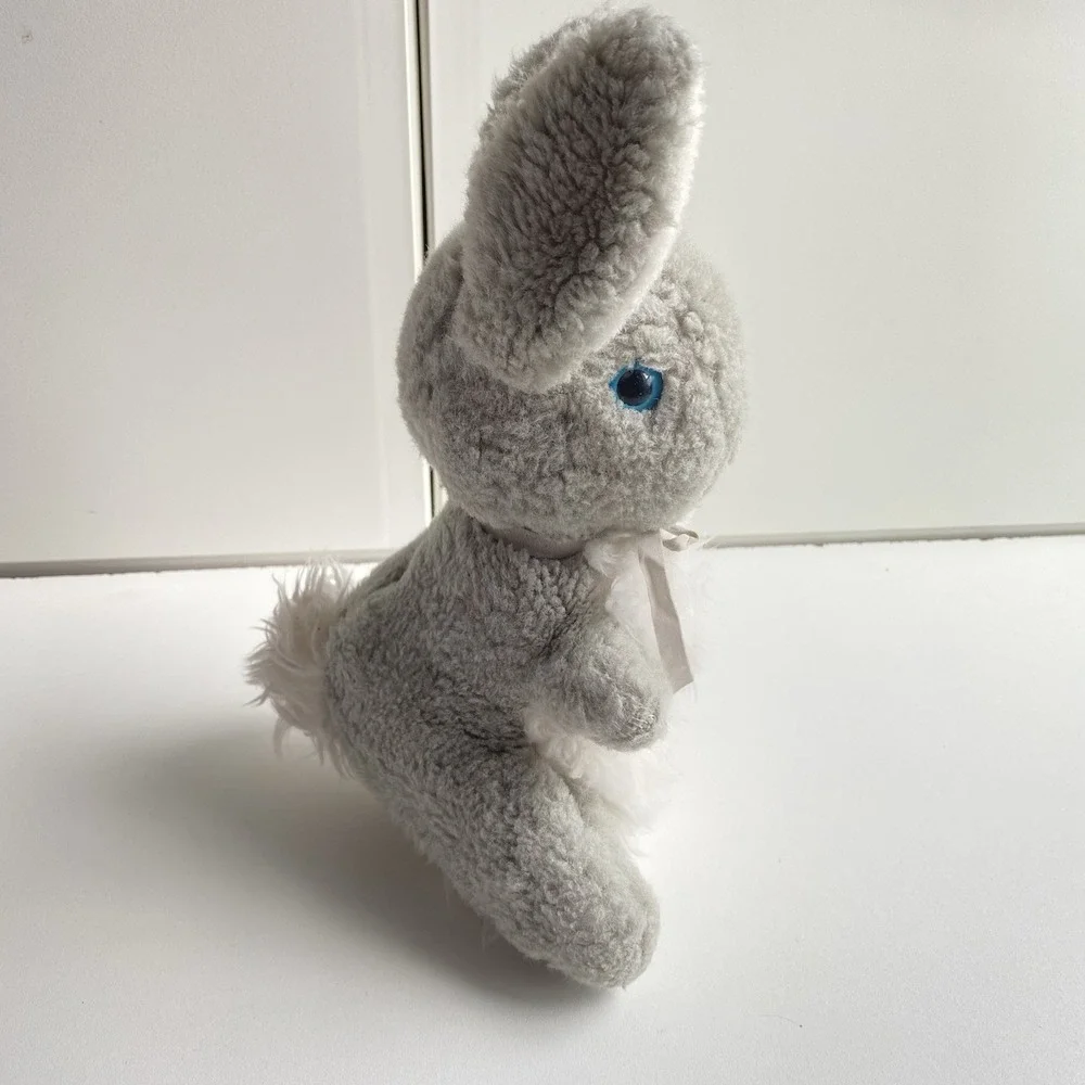 Vintage Eden Toys Rabbit Plush Gray Bunny Stuffed Animal Easter Blue Eyes‎ 12in